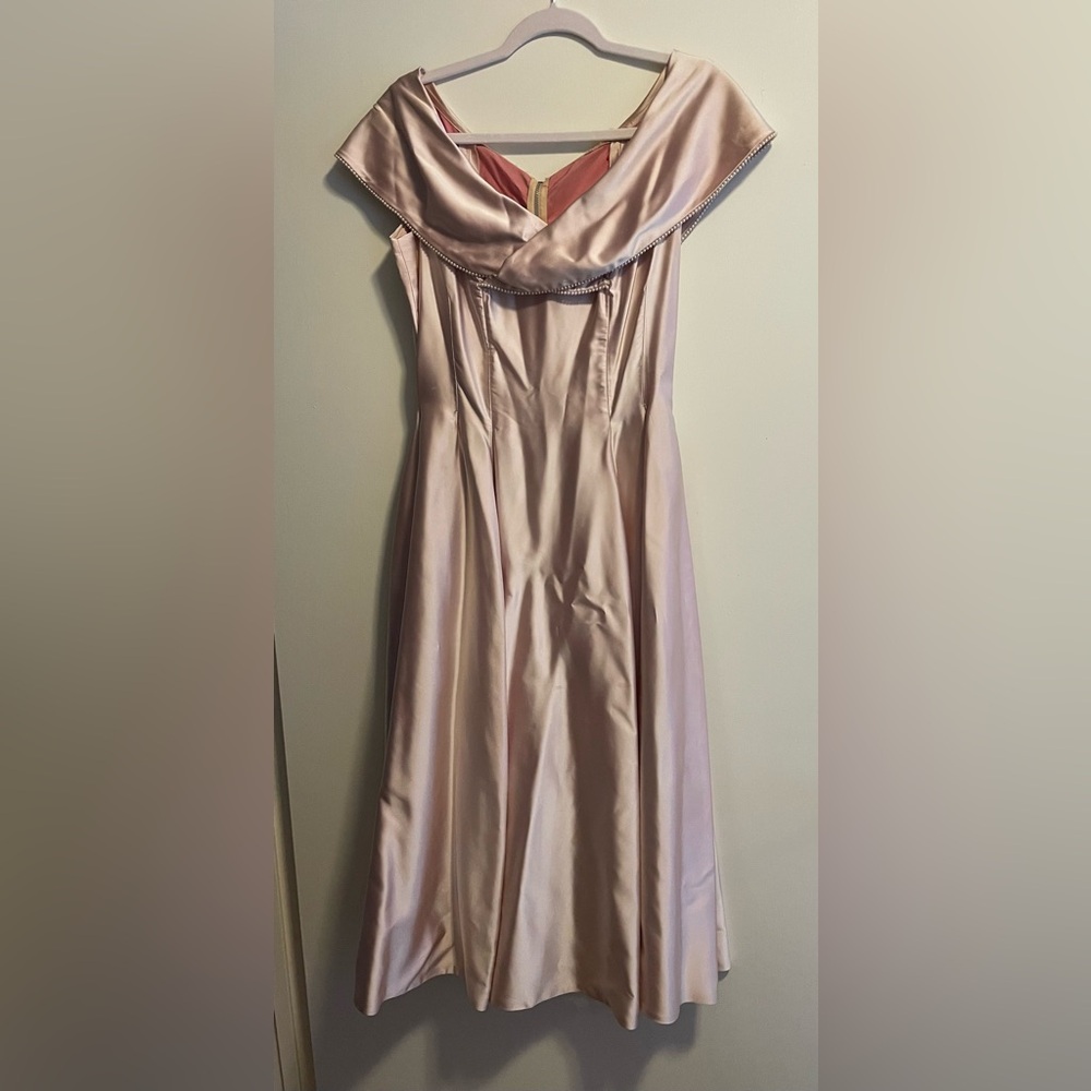 Elegant Vintage Pink Satin Dress